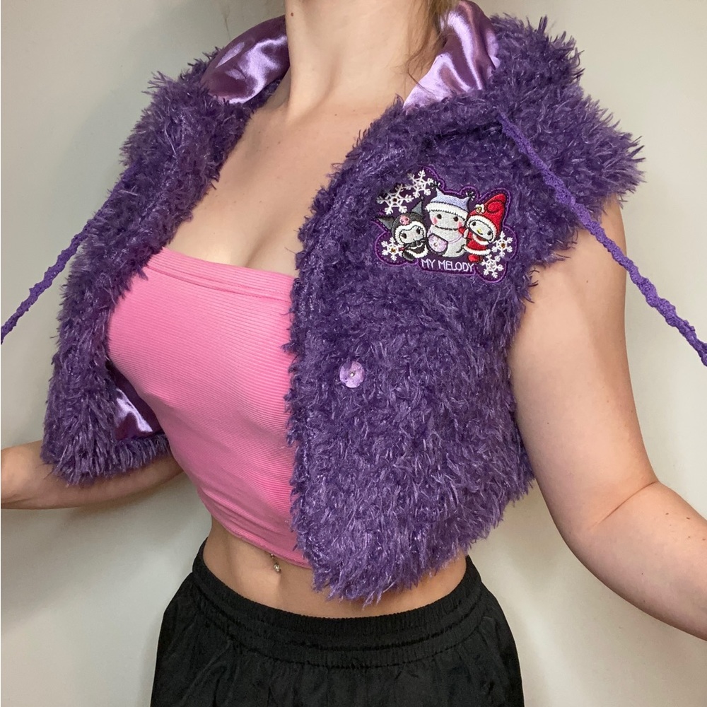 Sanrio My Melody purple furry Christmas vest💜